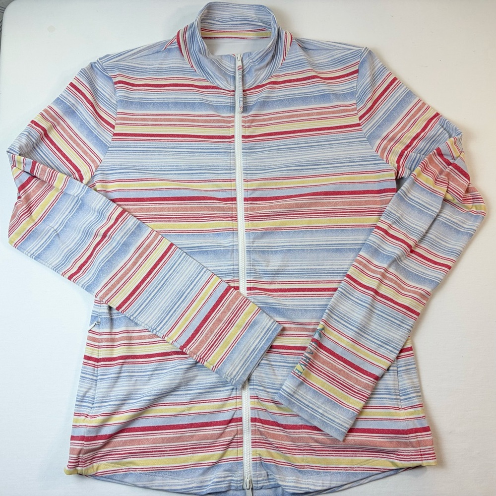 Carve Designs Striped Zip-Up Jacket Sun Shirt size S